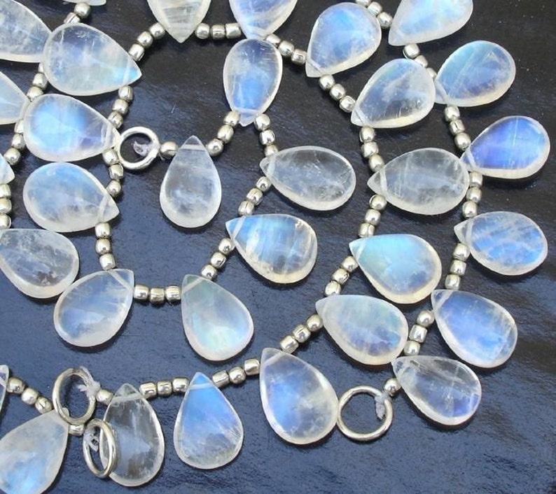 GIANT SIZE New Arrival Blue flashy Rainbow moonstone SMOOTH Pear shaped briolettes 14-16mm