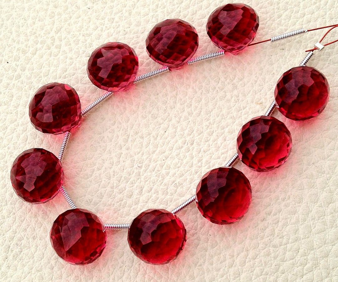 4 Matched Pairs Superb RUBY RED Quartz Faceted ONIONS Shape Etsy