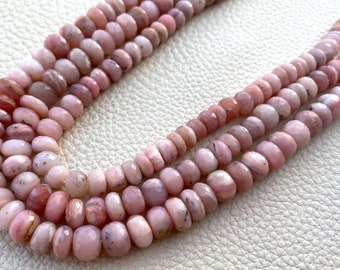 Full 8 Inch Long Strand,Very-FINEST- Amazing Natural Spotted Peruvian Pink Opal Faceted Rondells, 7.5-7mm Size,GORGEOUS Item,