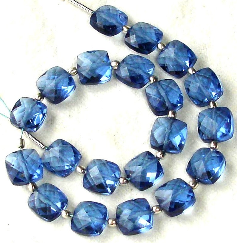 New Arrival,8 Inch Long Strand, LONDON BLUE QUARTZ Faceted Cushion Shape Briolettes,8mm Size,Great Price Amazing Item image 2