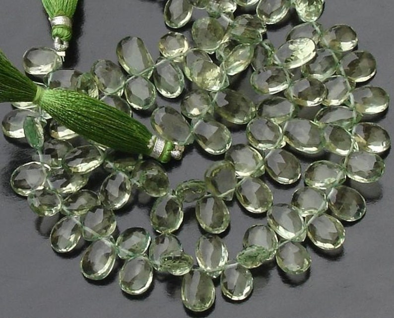 Gorgeous Quality GREEN AMETHYST Faceted Pear Shaped Briolettes Wholesale Price Offer,Full Strand 10-11mm Size