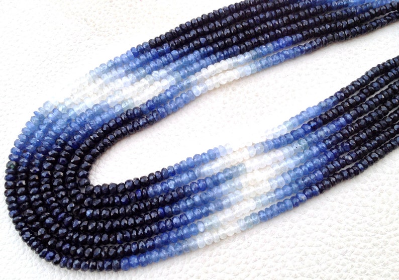 3.5-4mm Faceted Rondelles Finest Quality Wholesale Price 100/% NATURAL Shaded Blue Sapphire Full 17 Inch,Brand New