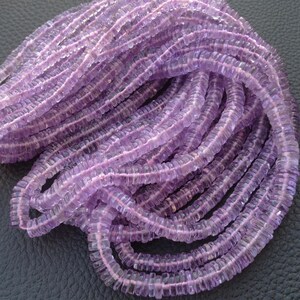 Brand New, Full 15 Inch Strand, PINK AMETHYST Smooth Round Heishi Rondelles,4-5mm,Amazing Quality at Low Price,Superb