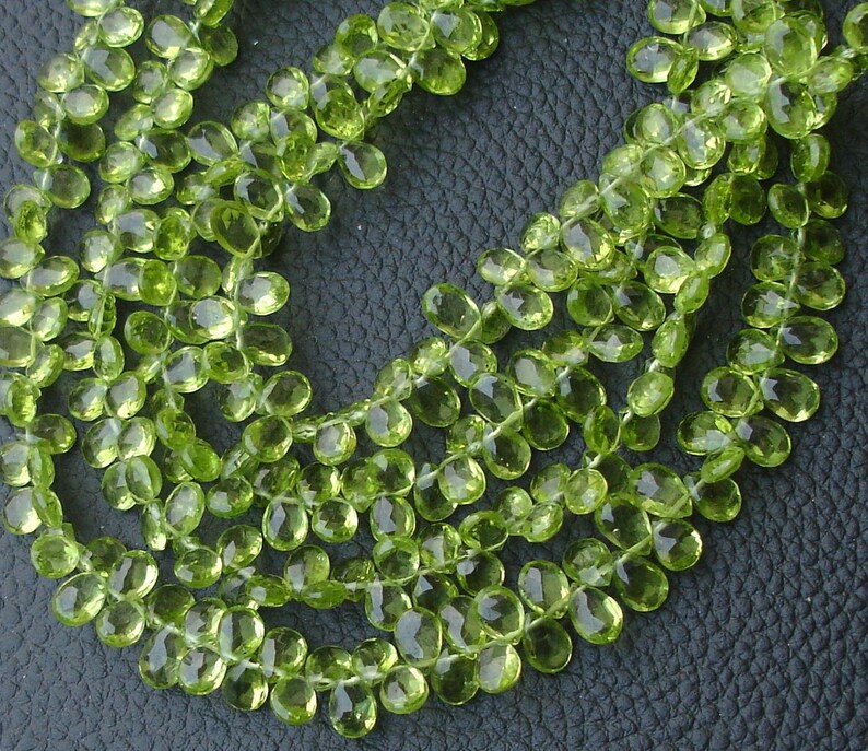 8 Inch 7-7.5mm size, SUPERB-- PERIDOT Faceted Pear Shape Briolettes Super Finest Quality