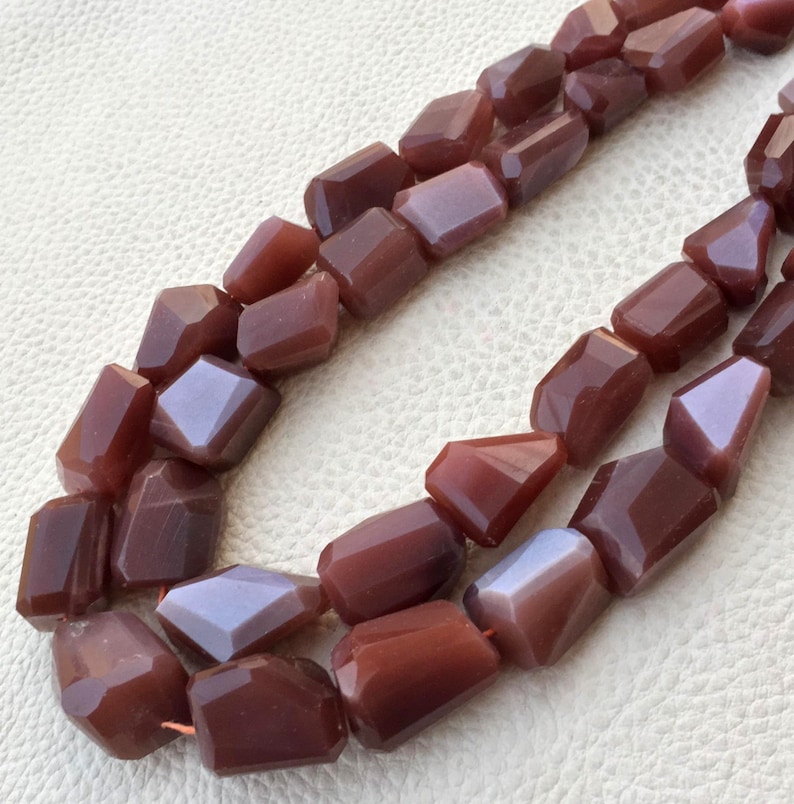 Full 8 Inch Strand,Superb-Finest Quality Chocolate MOONSTONE Faceted Nuggets Shape Briolettes 10-18mm size,Great Item WOW,Brand New