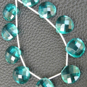 10 stuks set, PARAIBA BLAUW quartz gefacetteerde hartvorm briolettes, 12x12mm lang, 5 bijpassende paren, superb item, groothandelsprijs