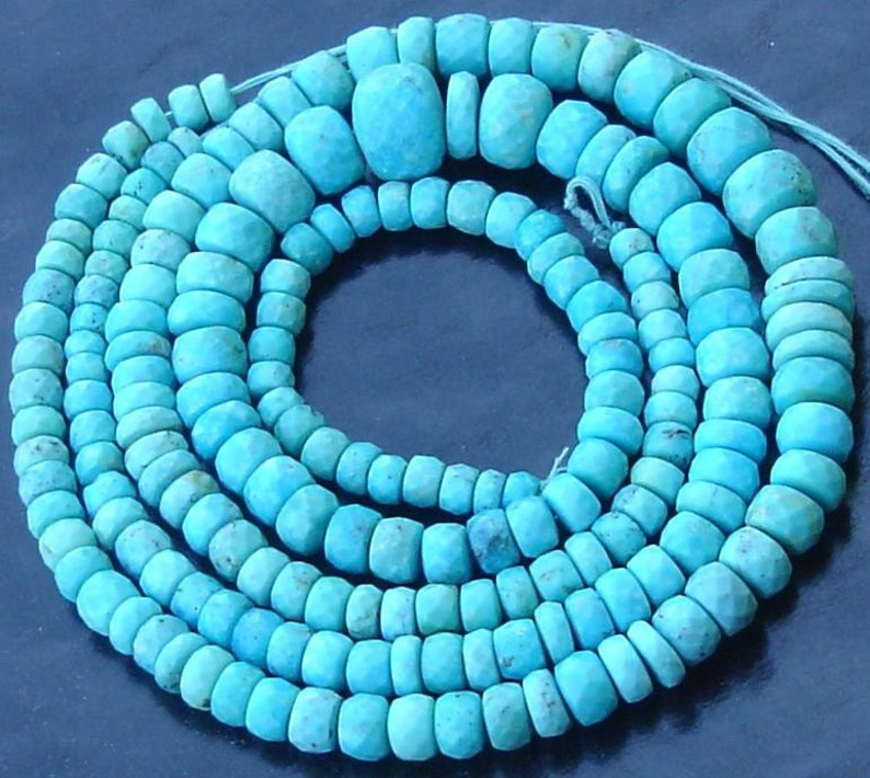 8 Inch Strand 5-6mm size aprx,Great Value Item AAA Arizona Turquoise Faceted RONDELLS