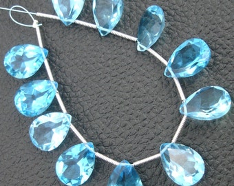 8 Inch Strand, SWISS BLUE quartz Cut Pear Briolettes,Superb-Finest-aaa Quality,very Low Price