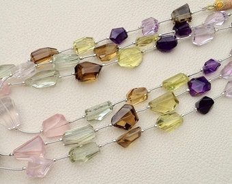 AAA Quality, Full 16 Inch Long Strand, Super Shiny Golden MULTI STONE Faceted Nuggets, 12-16mm Long size,Manufacturers Price