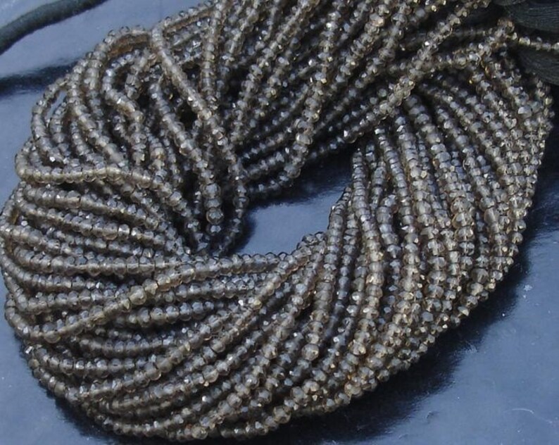 Full 14 inch Strand Of Manufacturer Price Rondells Latest Arrival SMOKY QUARTZ Machine Cut Quality Full 14 Inch Long Strand
