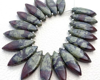 Brand New, 2 Matched Pairs,Natural Dragon Blood Jasper Smooth Elongated Marquise Shape Briolettes,30x10mm Size,Amazing Rare Item.