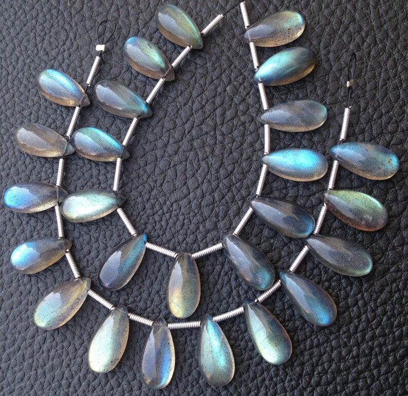 4 Matched Pairs,Blue Flashy LABRADORITE Smooth Pear Briolettes,15x7mm Long,Amazing Blue Flash
