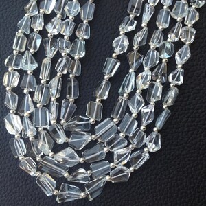 Brand New,Full 15 Inch Strand, Rare Natural WHITE TOPAZ Faceted Nuggets Shape Briolettes, 8-12mm Size,Great Quality at Low Price