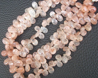 8 Inch Long Strand,SUNSTONE Smooth PEAR Shape Briolettes,8-9mm size,Superb Item at Low Price