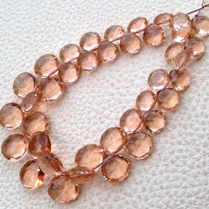 Full 8 Inch Long Strand, CHAMPAGNE QUARTZ Faceted Heart Shape Briolettes,8mm size,Superb Item at Low Price
