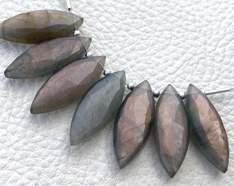 Brand New, 3 Matched Pairs,Natural RARE COLOR LABRADORITE Faceted Elongated Marquise Shape Briolettes,25x9mm Size,Amazing Rare Item