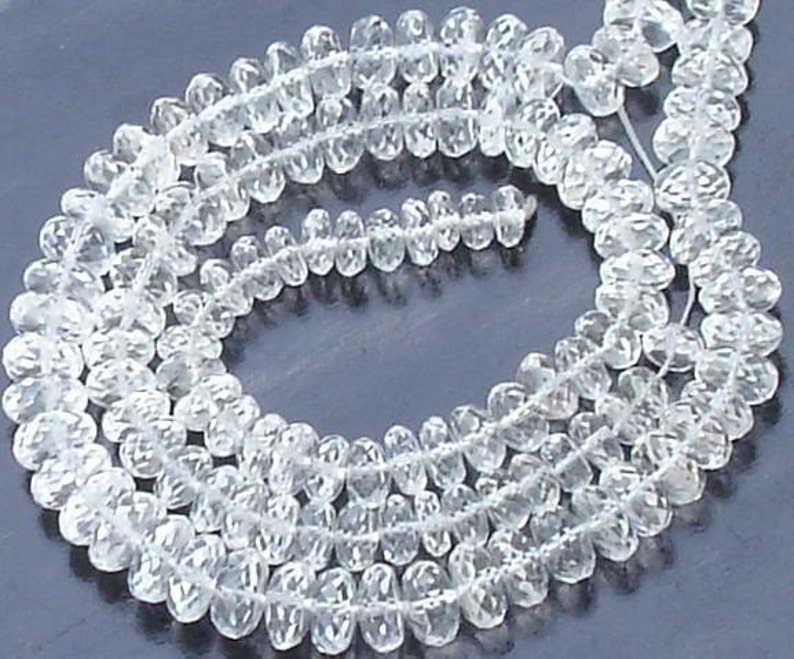 size of 6-7mm. WHITE TOPAZ MICRO Faceted Rondells Flawless White Topaz New Arrival,Half Strand 25 pieces of aprx