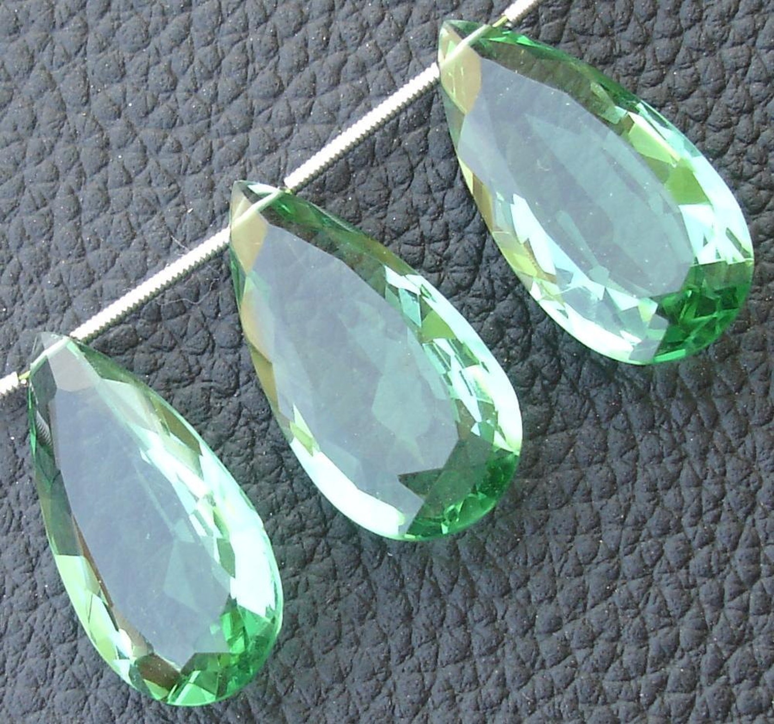 3 Pieces Set SEAFOAM GREEN Quartz Faceted Elongated Pear Etsy