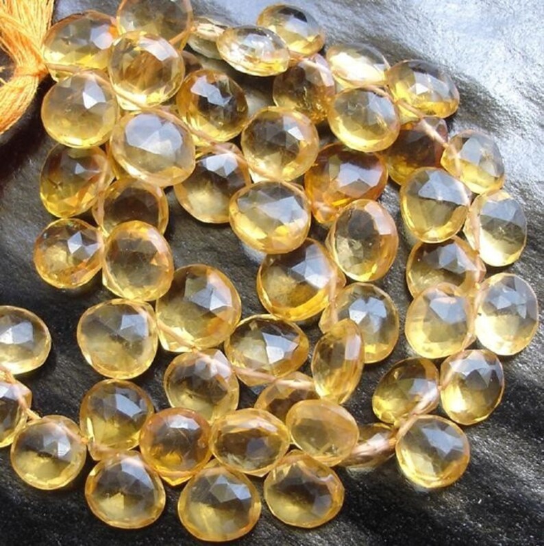 Brand New, 20 Pieces Strand,9-10mm Giant size, Natural CITRINE Faceted Heart Shape Briolettes,Amazing Item at Low Price. image 3