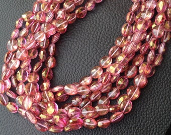 Full 10  Inch Long Strand Mystic PINK Quartz Faceted Oval Shaped Briolettes, 10-11mm size, Fine Quality,Great Price Item