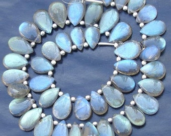 Extremely Blue Flashy Labradorite Smooth Pear Shape Briolettes, 10-11mm Long,Half Strand,Great Quality at Wholesale Price .