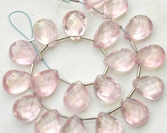 4 matched pair of Gorgeous,Best Cut, 10X13mm, ROSE QUARTZ Faceted Pear Shape Briolettes,Best Quality,Great Price