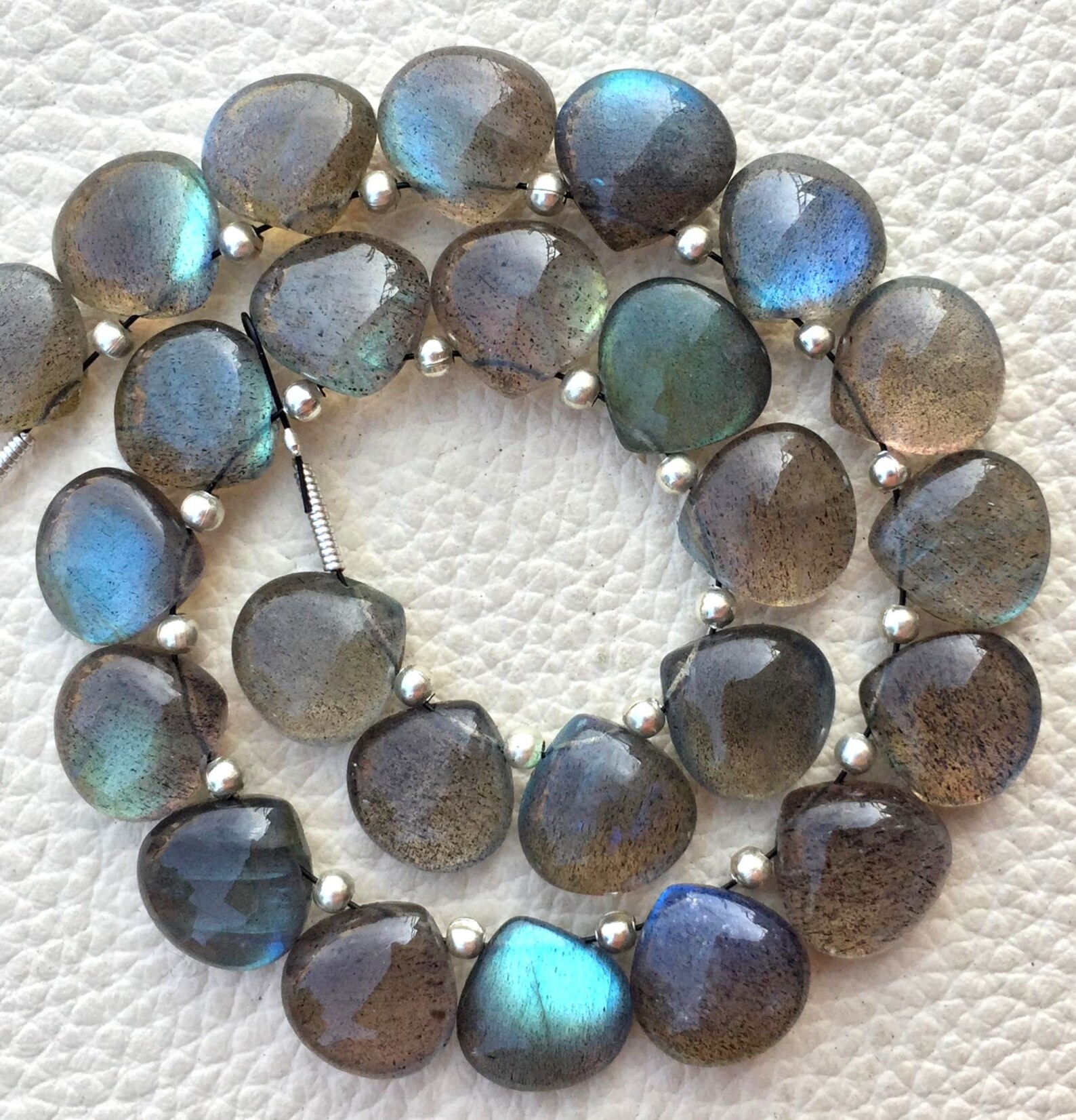 4 Matched Pair Blue Flashy LABRADORITE Smooth Heart Shape | Etsy