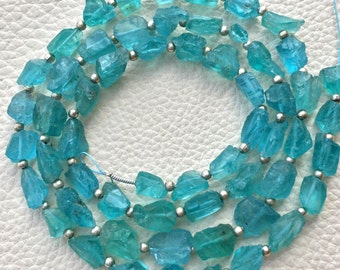 Brand New,Rare Amazing Natural APATITE Hammered Rock Nuggets Full Drilled ,9-7mm,Full 8 Inch Strand,Amazing Rare Item