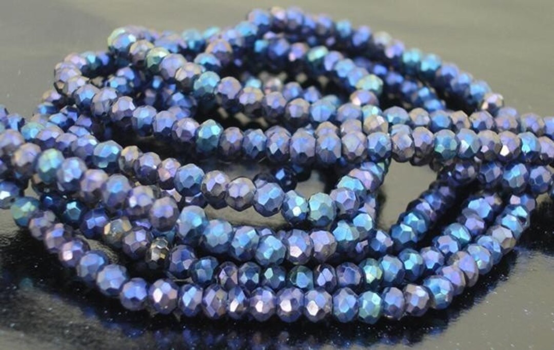 Mystic Blue Dyed Natural Quartz Rondelle Beads