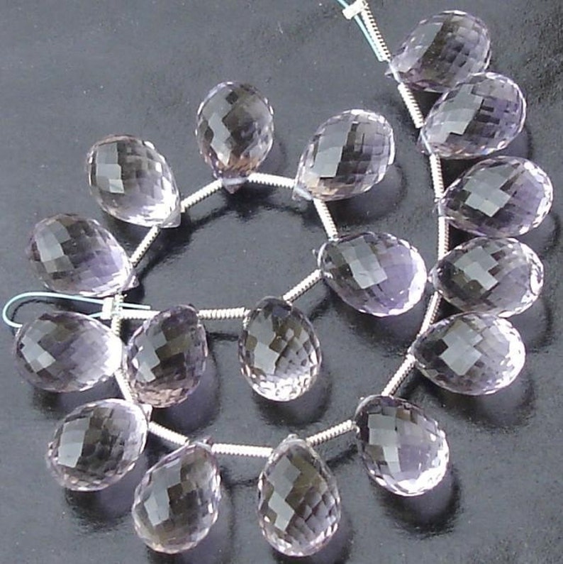 3 Matched Pair of PINK AMETHYST Micro Faceted Drops Shape Briolettes,14mm Long,Great Price,Superb Item
