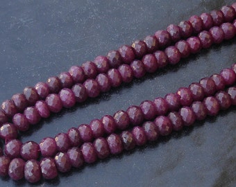 8 Inch Full Strand, Best Quality Unique NATURAL RUBY Faceted Rondells, 6-7mm,Great Value Item