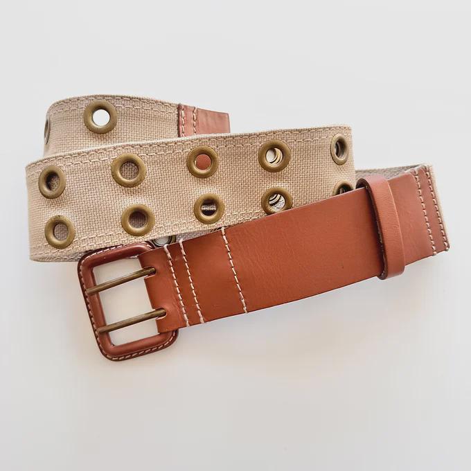 Nicole Farhi Woven Leather Belt White Wood Buckle Boho Made in Italy Nicole Farhi Woven Leather Belt White Wood Buckle Boho Made  main image 3