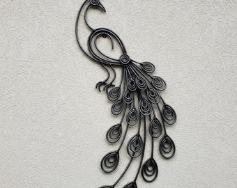 金属製の孔雀の壁飾り：カラフルな動物の彫刻（25 x 18インチ） - Etsy