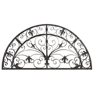 Vintage Wrought Iron Wall Grille – Rustic Half Round Decorative Panel, French Country Scrollwork Wall Art, Antique Style Home Décor