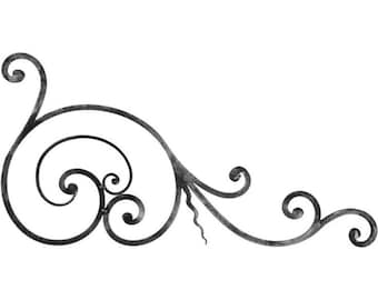 Hand Forged Wrought Iron Scroll Wall Art: Vintage Farmhouse Decor