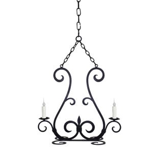 Handcrafted Wrought Iron Chandelier: Rustic Farmhouse Candle-Style Light
