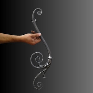 Hand-Forged Wrought Iron Door Handle: Vintage Scroll Design