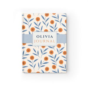 Floral Journal, Personalized Notebook, Custom Flower Diary, Pretty Blossom Sketchbook, Unique Botanical Notepad