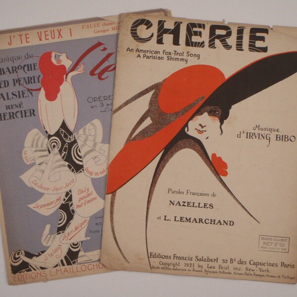 2 Vintage French Music Sheets