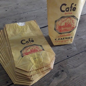 24 sacs à café, sacs en papier français vintage des années 1920