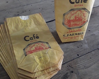 Coffee Bags 12 Vintage French paper bags