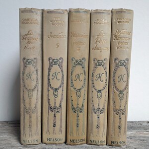 5 Vintage French Nelson Books, Old Book Bundle, 1930s, edited Paris, Decorative Books, Vintage Home Decor, Vintage Styling