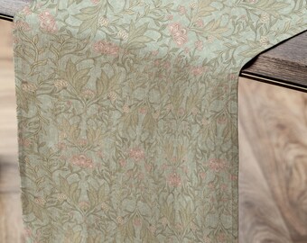 Morris Tischläufer mit Blumenmuster | Blumen und Blätter Baumwolle Polyester Mischung
