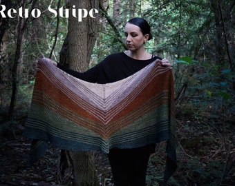 RETRO STRIPE Shawl Knitting Pattern PDF