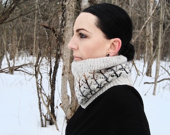 DIREWOOD Cowl Stranded Colourwork Charted Knitting Pattern PDF