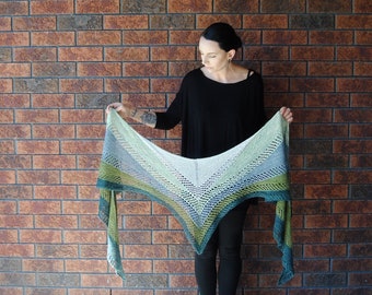 THISTLE PEAK Handknit Shawl handdyed Merino/Silk Yarn