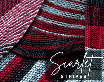 SCARLET STRIPES ~ E-book Collection of Shawl Knitting Patterns PDF