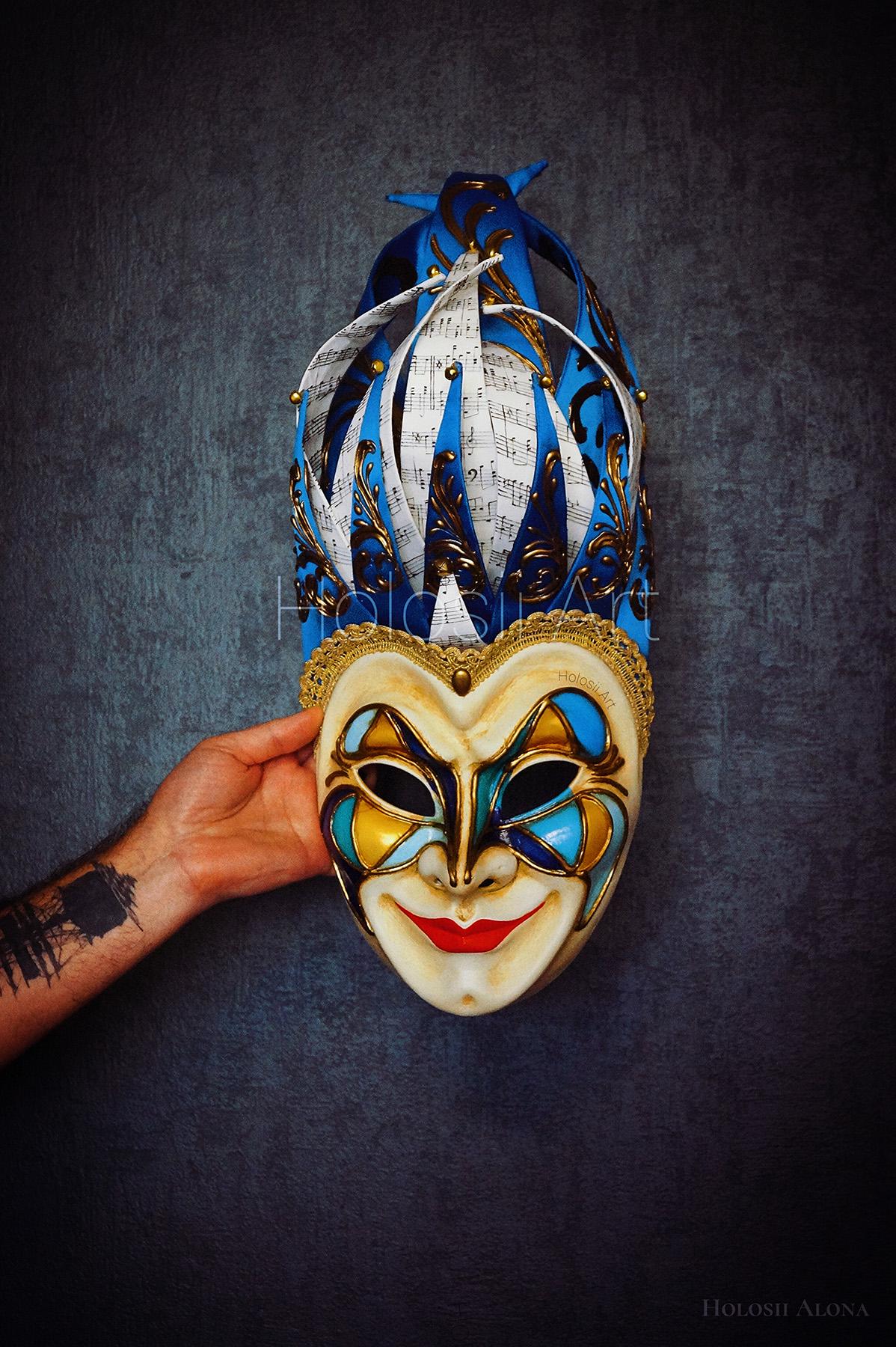 Handmade Venetian Joker Mask, Boris Brejcha Inspired, Gothic