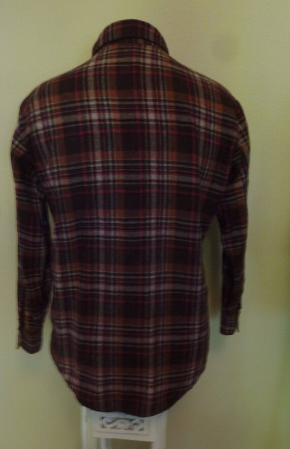 Vintage 60s 70s Woolshire Shirt Wool Blend Brown … - image 3