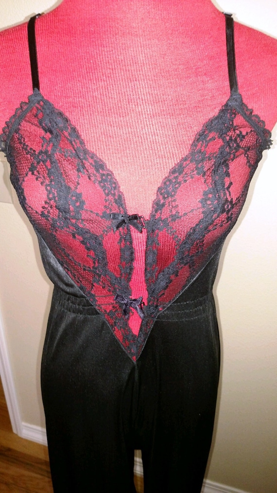 Vintage 70s 1970s 80s 1980s Black Nylon Lingerie H